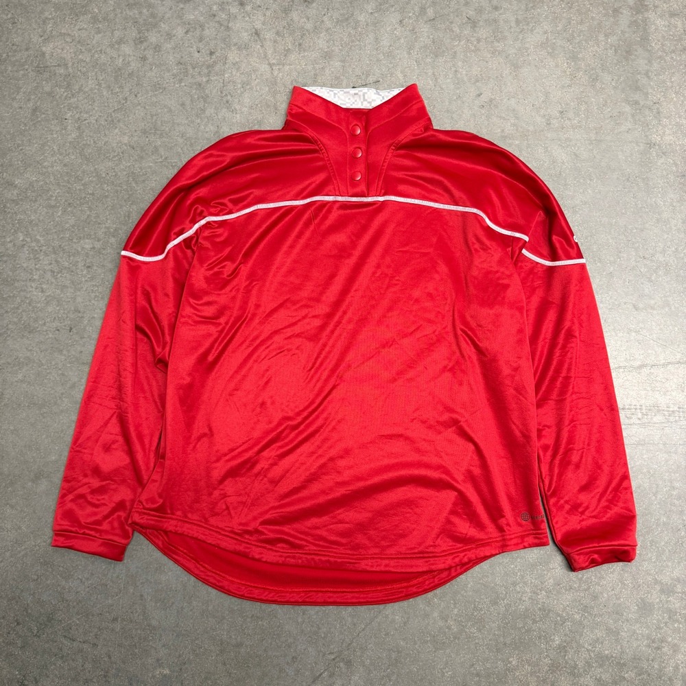 Adidas Mens Red Aeroready Quarter‎ Snap Pullover Jacket XL Training Top 3039